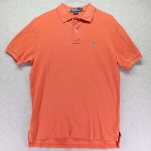 Polo Ralph Lauren Shirt Mens Medium Golf Casual Knit Pony Orange Short Sleeve
